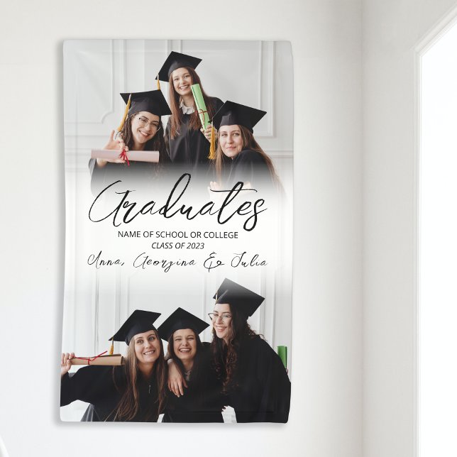 Moderne Fotocollage Friends Graduation Party Banner (Von Creator hochgeladen)