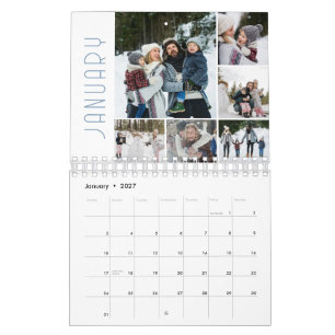 Moderne Fotocollage für die Familie, 6 pro Monat Kalender