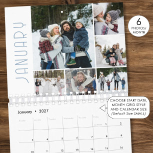 Moderne Fotocollage für die Familie, 6 pro Monat Kalender