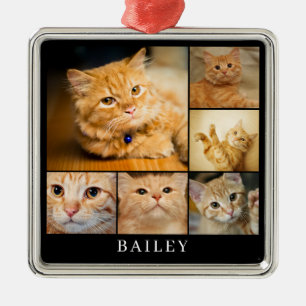 Moderne Fotocollage für Haustiere personalisiert Ornament Aus Metall