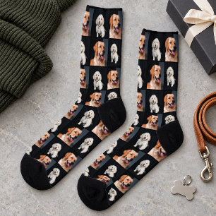 Moderne Fotocollage für Haustierliebhaber Herren Socken