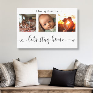 Moderne Fotocollage Lass uns Zuhause Bleibe werden Leinwanddruck
