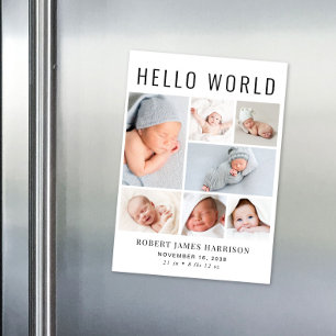 Moderne Fotocollage Magnetic Birth Ankündigung