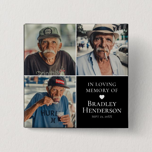 Moderne Fotocollage Memorial Keepake Button (Vorderseite)