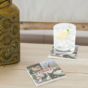 Moderne Fotocollage mit eigenem Bild Steinuntersetzer