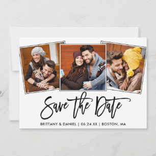 Moderne Fotocollage mit Pinsel Schrift 3 Save The Date
