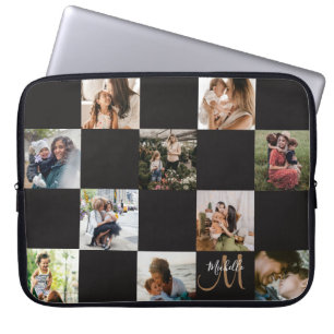Moderne Fotocollage & Monogramm Laptop-Hülle Laptopschutzhülle