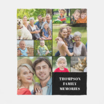 Moderne Fotocollage Name Fleece Blanket