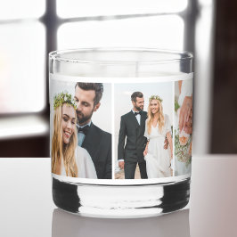 Moderne FotoCollage Neuvermählte Wedeltreue Whiskyglas
