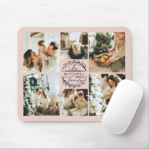 Moderne FotoCollage Personalisiert Blush Pink Mousepad