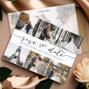 Moderne FotoCollage Save the Date Ankündigungspostkarte
