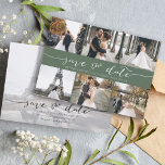 Moderne FotoCollage Save the Date dunkle Szene<br><div class="desc">Wählen Sie die besten Bilder aus Ihrem Verlobung-Shooting oder Ihre Lieblingsfotos von Ihnen beiden für dieses perfekte Save the Date. Save the Date sind die Wörter handgeschrieben, um der Karte ein persönliches Gefühl zu geben. Die Vorderseite hat 6 Bilder und die Rückseite hat ein großes Bild mit einem weißen Filter...</div>