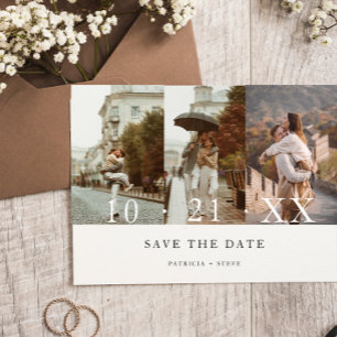 Moderne FotoCollage Save the Date Minimalistisch