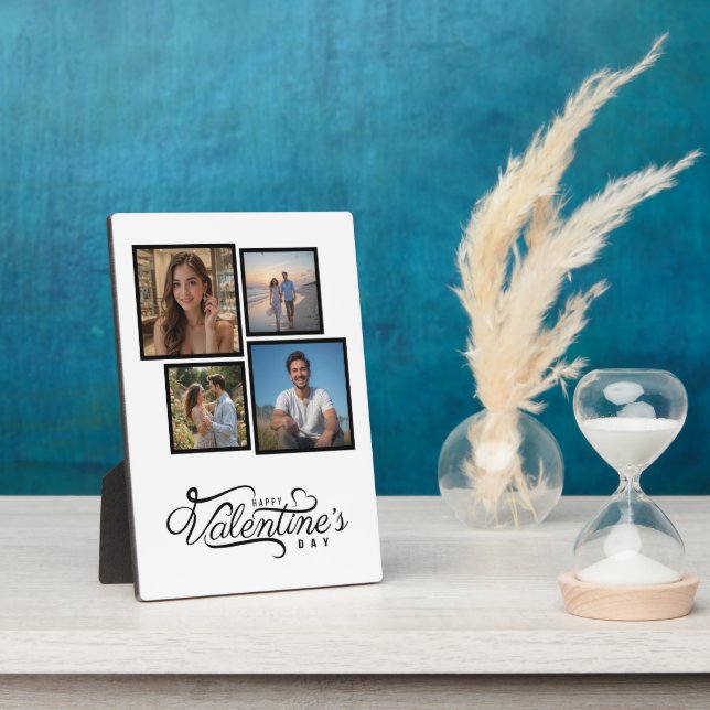 Moderne Fotocollage - Valentinstag-Geschenk halten Fotoplatte (Seite)