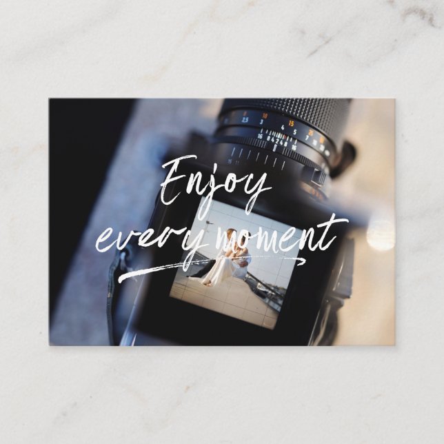 Moderne Fotografen genießen jeden Moment Visitenkarte (Vorderseite)