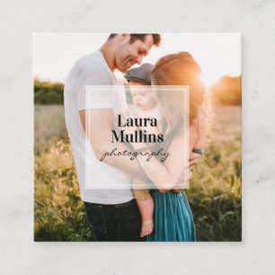 Moderne Fotografen mit minimalem weißen Quadrat Quadratische Visitenkarte