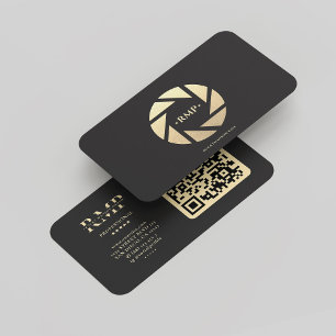 Moderne Fotografen Schwarze Gold-Kameras Linsen Visitenkarte