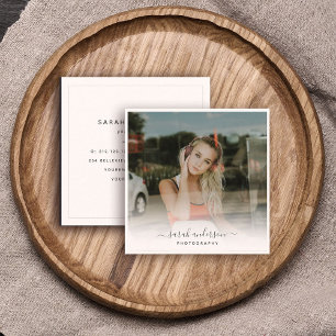 Moderne Fotografie Kalligrafie Script Trendy Quadratische Visitenkarte