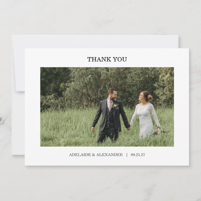 Moderne Fotohochzeit Dankeskarten Dankeskarte (Vorderseite)