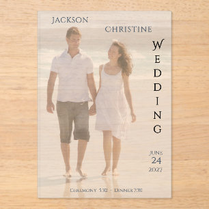 Moderne Fotohochzeit Minimal Typografisch  Acryleinladungen
