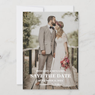 Moderne Fotohochzeit Save The Date Schrift Einladung