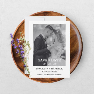 Moderne Fotohochzeit Speichern Sie das Datum Einladung