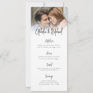 Moderne Fotokalligrafie Boho Hochzeitsmenükarte Einladung