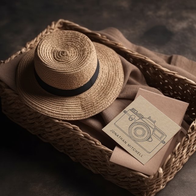 moderne Fotokamera berufliches Handwerk Quadratische Visitenkarte (Von Creator hochgeladen)