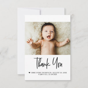 Moderne Fotokarte für Babys Neugeborene Geburtssta Dankeskarte