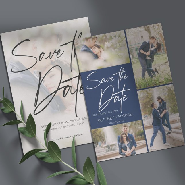 Moderne Fotomaterial Navy Blue Save The Date (Von Creator hochgeladen)