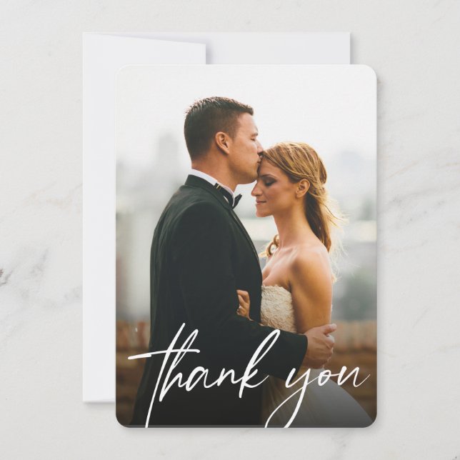 Moderne Fotos für 2 Hochzeiten Dankeskarte (Vorderseite)