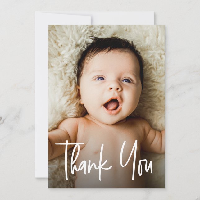 Moderne Fotos für Babyduschen Dankeskarte (Vorderseite)