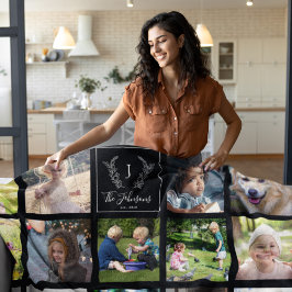 Moderne Fotos in Schwarzweiß mit Monogramm Fleecedecke