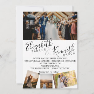 Moderne Fotos mit 4 Gittern Hochzeit Einladung