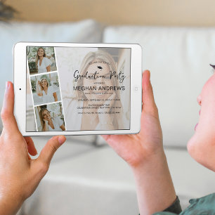 Moderne Fotostreifencollage Abschlussfeier Einladung