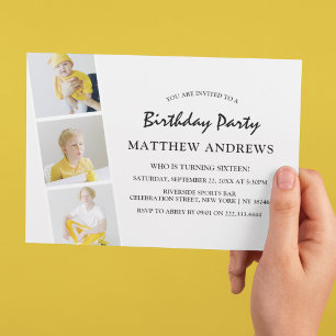 Moderne Fotostreifencollage   jedes Alter   Geburt Einladung