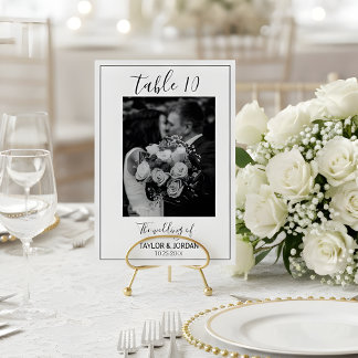 Moderne Fototisch-Nummer-Hochzeitsempfangskarte Tischnummer