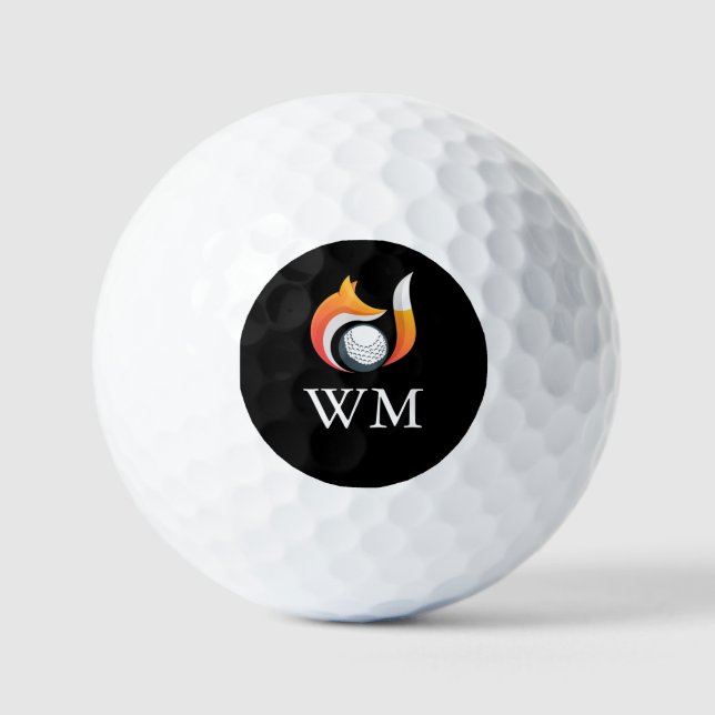 Moderne Fox- und Ball-Personalisierte Monogramm Golfball (Vorderseite)