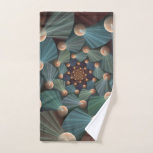 Moderne Fraktal Art mit Tiefe, Braun, Schiefer, Bl Handtuch