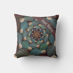 Moderne Fraktal Art Tiefe, Braun, Schiefer, Blauer Kissen