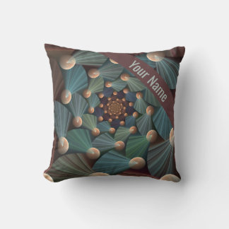 Moderne Fraktal Art Tiefe, Braun, Schiefer, Blauer Kissen