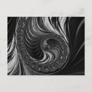 Moderne Fraktal Schwarz Weiß Nautilus Goldener Sch Postkarte