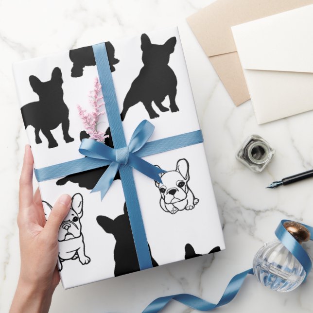 Moderne französische Bulldogie Weihnachten Geschenkpapier (Schenken)