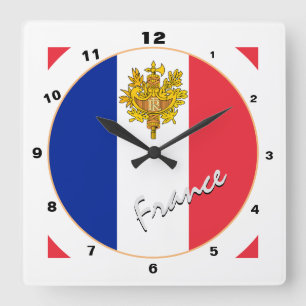 Moderne französische Flagge, trendy France Zuhause Quadratische Wanduhr