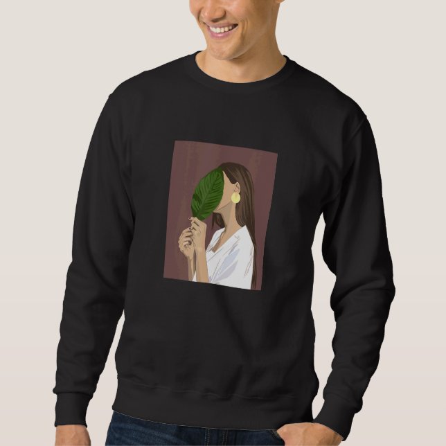 Moderne Frau Chic Minimalistischer Botanischer Abs Sweatshirt (Vorderseite)