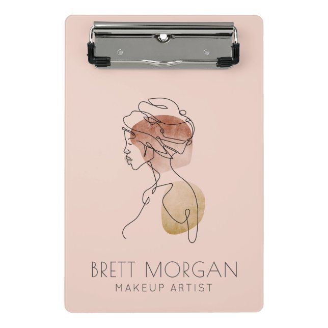Moderne Frau Makeup Artist Blush Pink Mini Klemmbrett (Vorderseite)