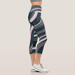 Moderne Frauen rustikal blau & grau Capri Leggings