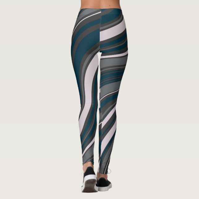 Moderne Frauen rustikal blau & grau Leggings (Rückseite)