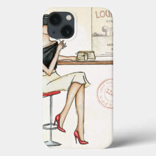 Moderne Frauen-trinkender Wein Case-Mate iPhone Hülle