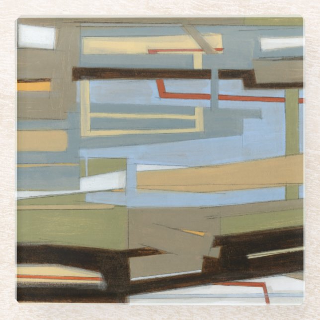 Moderne freie Ausdrucksbilder von Norman Wyatt Glasuntersetzer (Vorderseite)